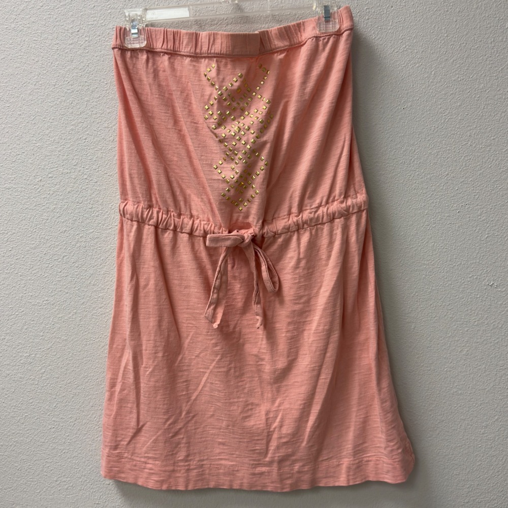 Banana Republic Tube Dress Womens Medium Pink Studded Cotton Strapless Y2K